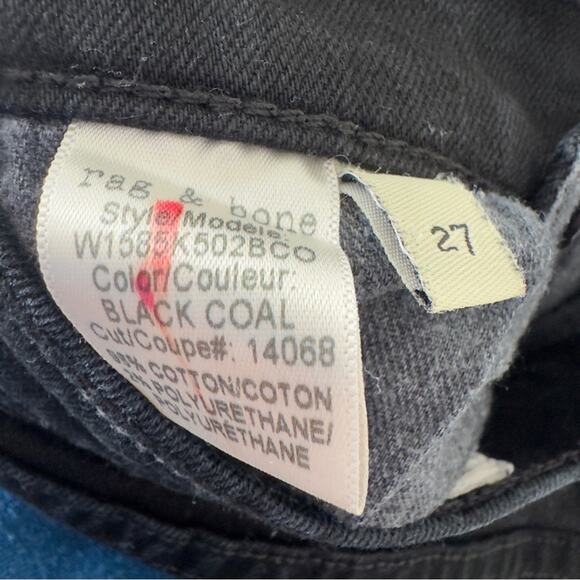 Rag & Bone Lace Up Skinny Jeans Black Coal cotton blend casual pockets high rise - Picture 10 of 13